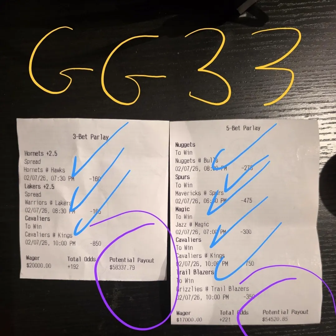 Winning GG33 parlay bet slip, $112,858.64 payout